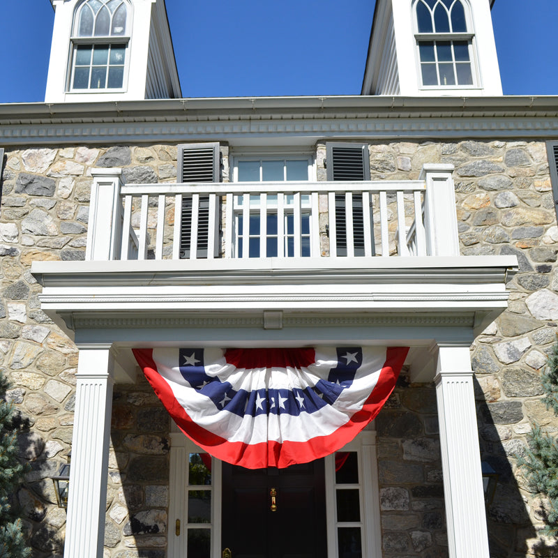 Valley Forge American Banner 36 in. H X 72 in. W PFF-ST shown on the porch of a house