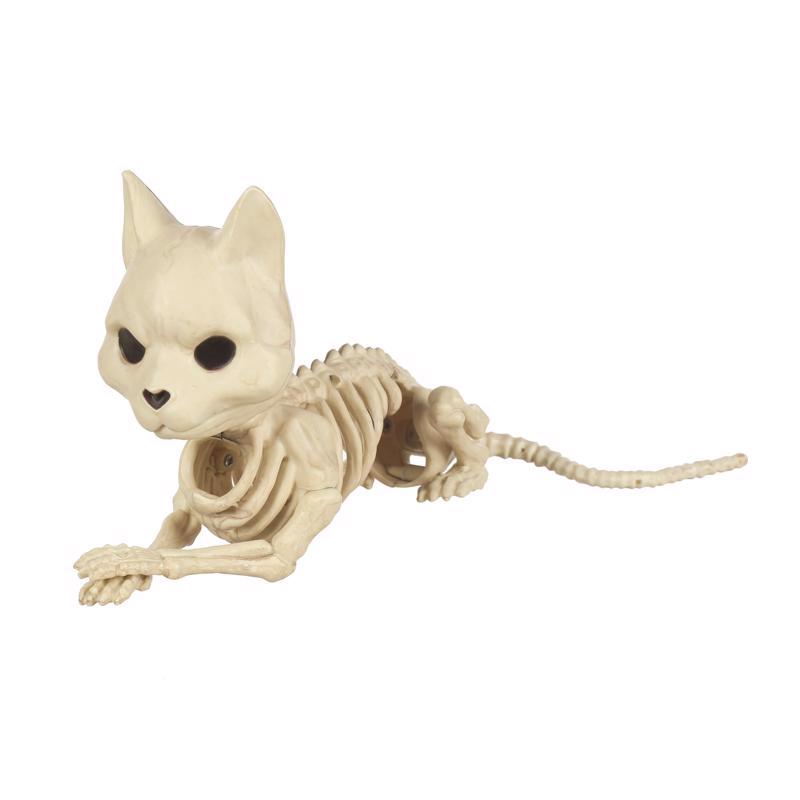 Cat skeleton figurine on a white background