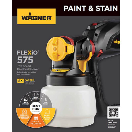 Wagner Flexio 575 6 PSI Metal HVLP Paint Sprayer Product Highlight Infographic