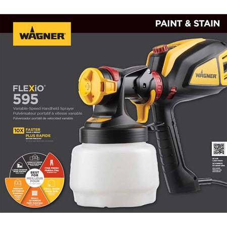 Wagner Flexio 595 Metal HVLP Paint Sprayer 2419307 Product Highlight Infographic