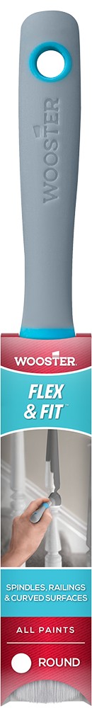 Wooster 8712 Flex & Fit Round Bristle Paint Brush in manufacturer packaging.