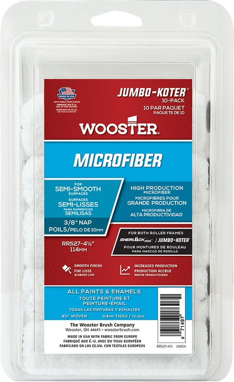 Wooster Microfiber Jumbo-Koter Mini Roller Cover RR527 10-Pack on a white background