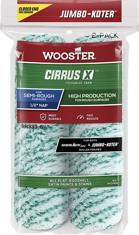 Wooster Cirrus X paint roller with packaging on a white background