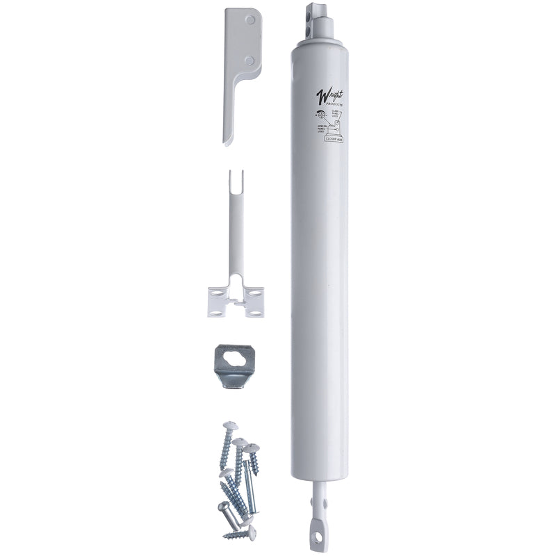 Wright Light Duty Pneumatic Closer white shown unpackaged on a white background.