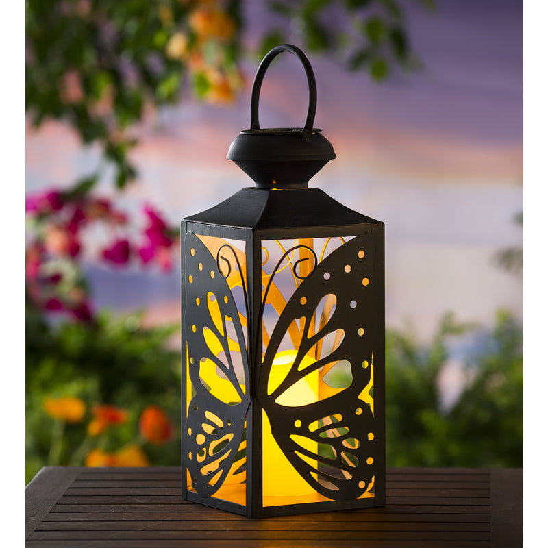 Luminous Garden Iron Butterfly Solar Lantern Black/Brown ZAC2SP6868