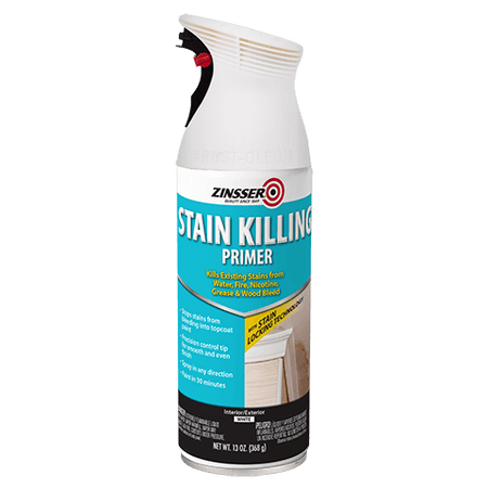 Zinsser Stain Killing Primer spray can on a white background