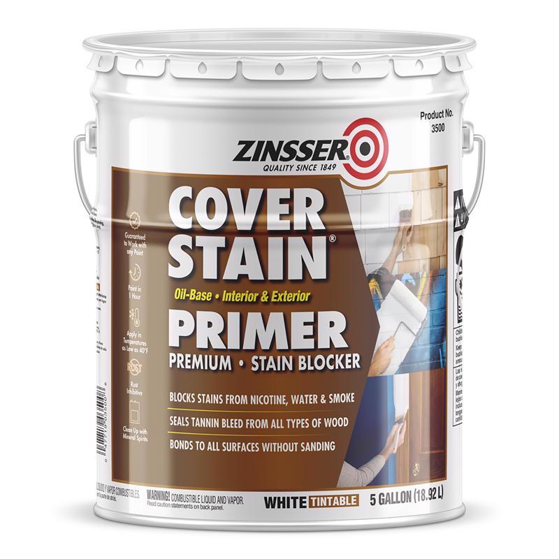 Zinsser Cover Stain Primer 5 gallon can on a white background