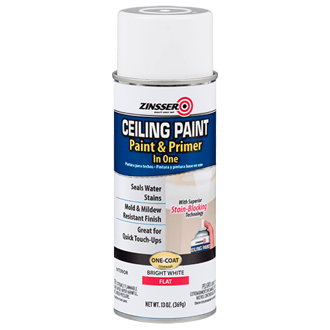 Zinsser ceiling paint spray can on a white background