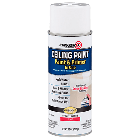 Zinsser ceiling paint spray can on a white background
