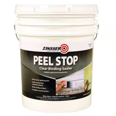 Zinsser Peel Stop clear binding sealer 5 gallon container on a white background