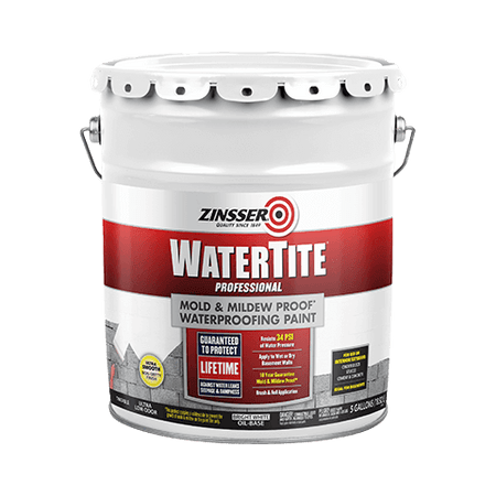 Zinsser Watertite waterproofing paint 5 gallon can on a white background