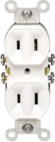 Leviton 15 Amp Non-Grounding Duplex Receptacle White 00223-00W