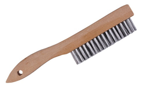 Shoe Handle Wire Brush showcasing the molded wood handle and wire bristles.