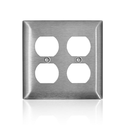 Leviton SL82 C-Series 2-Gang Magnetic Stainless Steel 2 Duplex Receptacle Wallplate