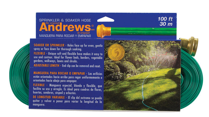 Andrews Sprinkler/Soaker Hose Green 100 Ft Long