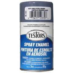 Testors 3 Oz Semi-Gloss Gray Primer Spray 1237T