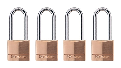 Master Lock 1-9/16in Wide Solid Brass Body Padlock with 2in Shackle 4-Pack 140QLH