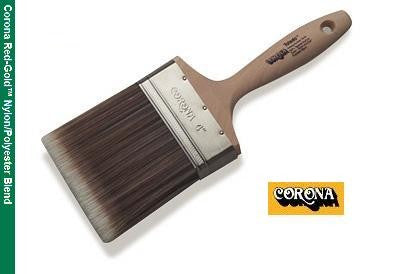 Corona Toledo Red-Gold Paint Brush with a unique blend of solid round tapered DuPont™ Tynex® Nylon and Orel® Polyester filaments.