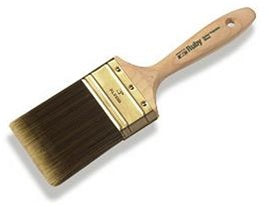The image showcases the Corona MightyPro Ruby Paint Brush 19060. Its dark gold ferrule seamlessly connects the full stock tapered Nylon/Polyester bristles to the hardwood unlacquered handle, creating an elegant and robust tool that is built to last.