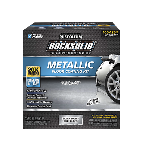 Rust-Oleum RockSolid Polycuramine® Metallic Floor Coating Kit Silver Bullet