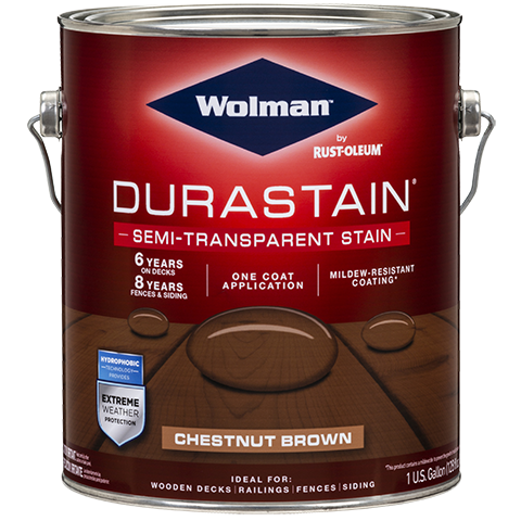 Wolman DuraStain One Coat Semi-Transparent Stain (Water-Based) Gallon Chestnut Brown