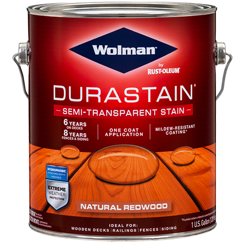 Wolman DuraStain One Coat Semi-Transparent Stain (Water-Based) Gallon Natural Redwood