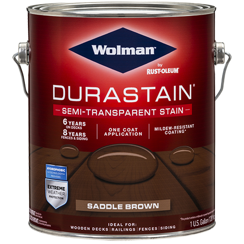 Wolman DuraStain One Coat Semi-Transparent Stain (Water-Based) Gallon Saddle Brown