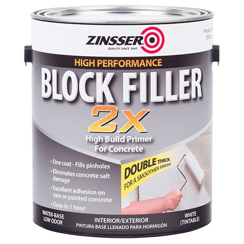 Zinsser Block Filler 2X High Build Primer For Concrete Gallon White 293245