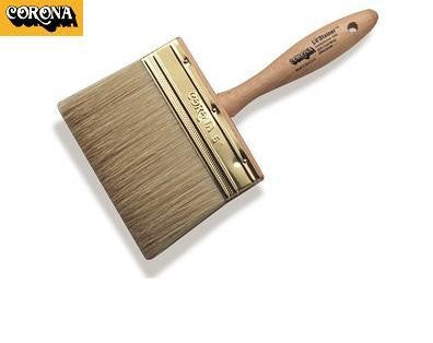 A high-quality white China bristle paint brush with a comfortable wooden handle.