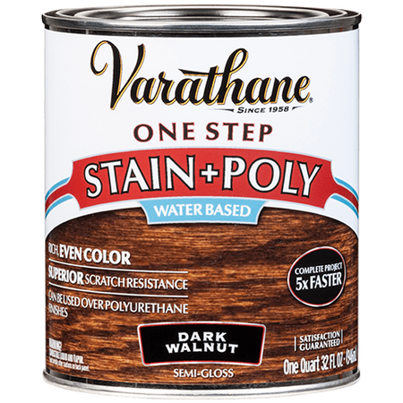 Varathane One Step Stain & Poly Water-Based Quart Dark Walnut