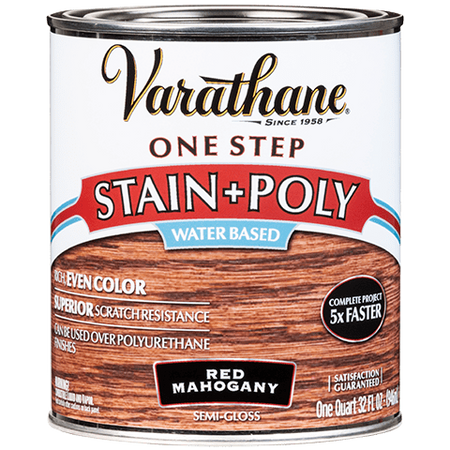 Varathane One Step Stain & Poly Water-Based Quart Red Mahogany