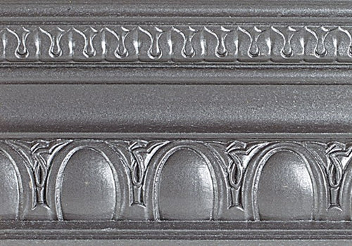 Modern Masters Metallic Exterior Satin Finish Gray Velvet painted on crown molding.