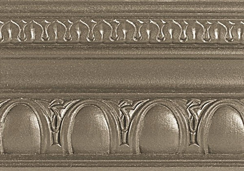 Modern Masters Metallic Exterior Satin Finish Aged Nickel painted onto crown molding.