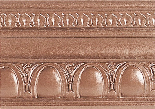 Modern Masters Metallic Exterior Satin Finish Cinnamon Sparkle painted onto trim molding.