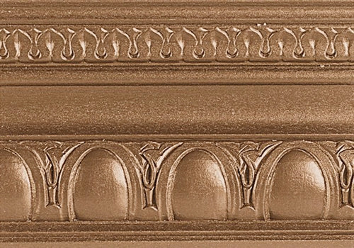 Modern Masters Metallic Exterior Satin Finish Fawn Bronze painted on crown molding.