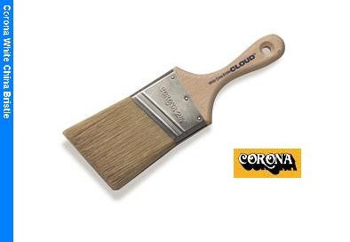 The image shows the Corona MiniPro Cloud White China Paint Brush 3520 with its angular shape and hand-formed chisel. The unlacquered hardwood Palmgrip™ handle provides a comfortable grip.