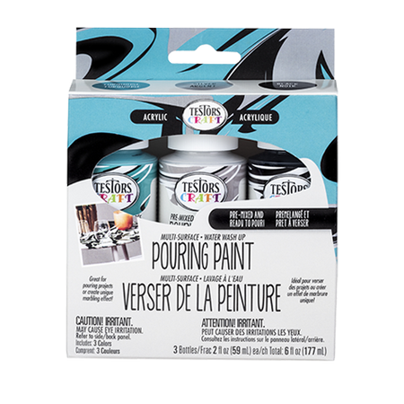 Testors Craft Pouring Paint Kit - Silver, Black, Turquoise 352454