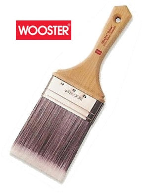 The image showcases the Wooster Ultra/Pro Firm Shasta Paint Brush 4179, a premium brush with purple nylon and sable polyester bristles. 