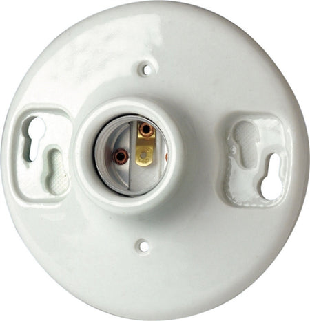 Leviton 49875 Medium Base One-Piece Glazed Porcelain Outlet Box Mount Incandescent Lampholder