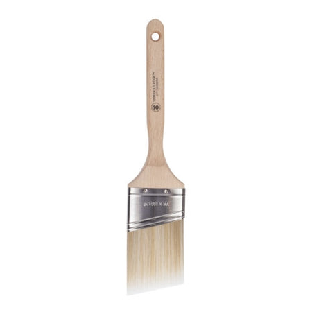 Wooster Gold Edge Semioval Angle Paint Brush image highlighting the firm blend of 100% CT polyester filaments.