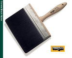 The Corona Cosmos Black Nylon Paint Brush 6386 features a sleek black handle with a gold ferrule. The bristles are made of high-quality black nylon, showcasing the brush's durability and performance. This brush is available in a 7