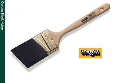 Corona Angle Cut Black Nylon - The image shows the Corona Angle Cut Black Nylon Paint Brush 6550. The sleek black handle provides a comfortable grip, while the angled bristles are neatly arranged for precise application. The brush is available in various sizes, ensuring the perfect fit for any project.