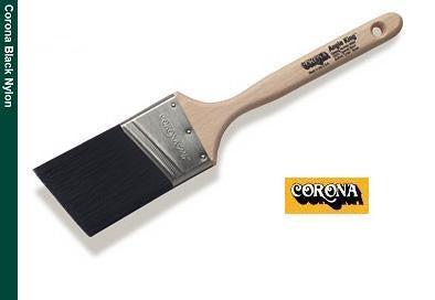 A high-quality image showcasing the Corona Angle King Black Nylon Paint Brush 6560. The brush features a sleek black handle and bristles that are neatly arranged for precise application.