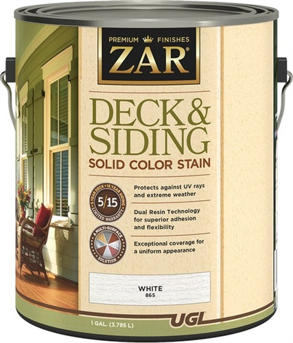 UGL ZAR Solid Color Deck & Siding Stain Gallon White 86513