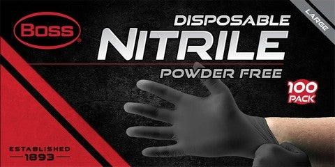 Boss Black Nitrile Disposable Gloves