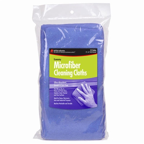 Buffalo Industries Blue Economy Microfiber Cleaning Cloth 12-Pack 65100