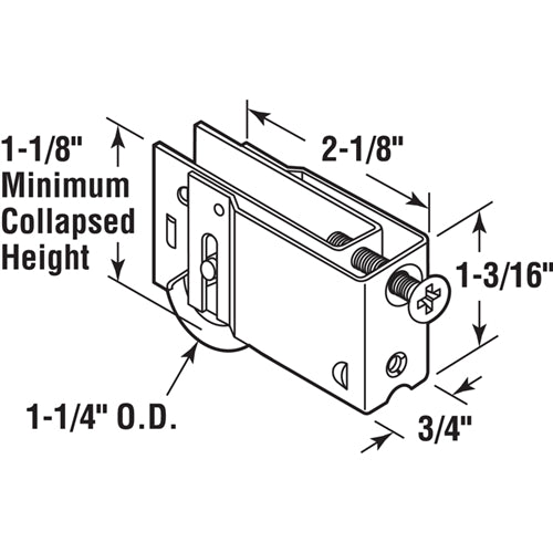 Prime Line 1-1/4 Inch Steel Roller Assembly D 1762