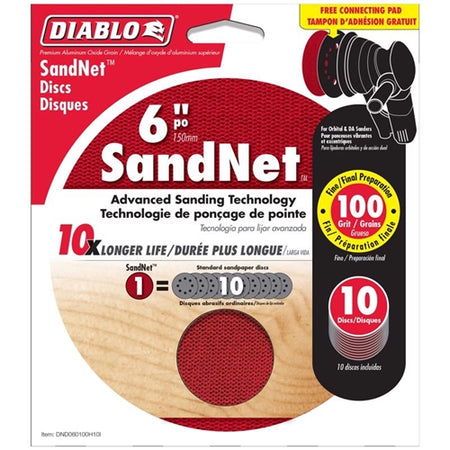 Diablo SandNet 6 in. Ceramic Blend Hook and Lock Sanding Disc 10-Pack