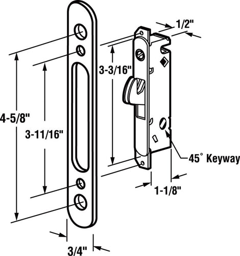 Prime Line Steel Indoor and Outdoor Mortise Lock E 2164