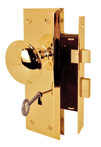 Prime Line Victorian Style Keyed Mortise Entry Lock Set with Brass Finish Knobs E 2293